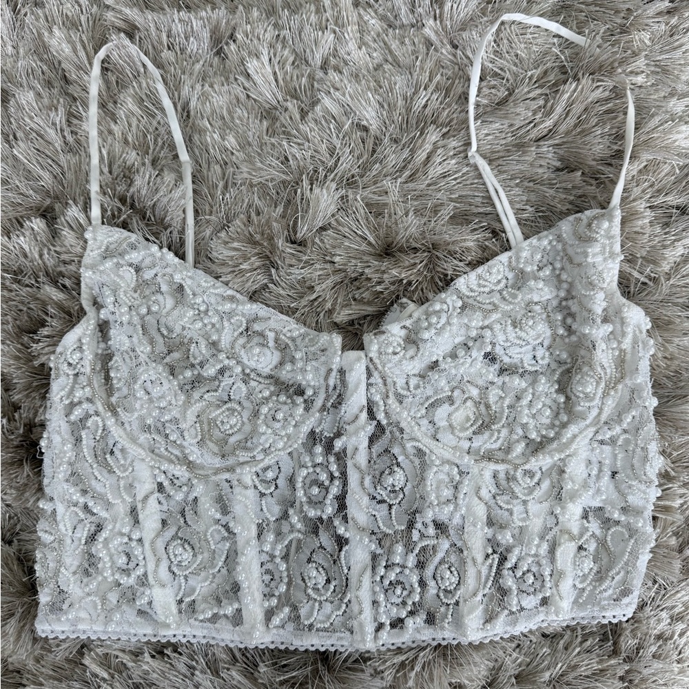 PESSA LACE & PEARL TOP RETROFETE SIZE MEDIUM - Picture 6 of 8